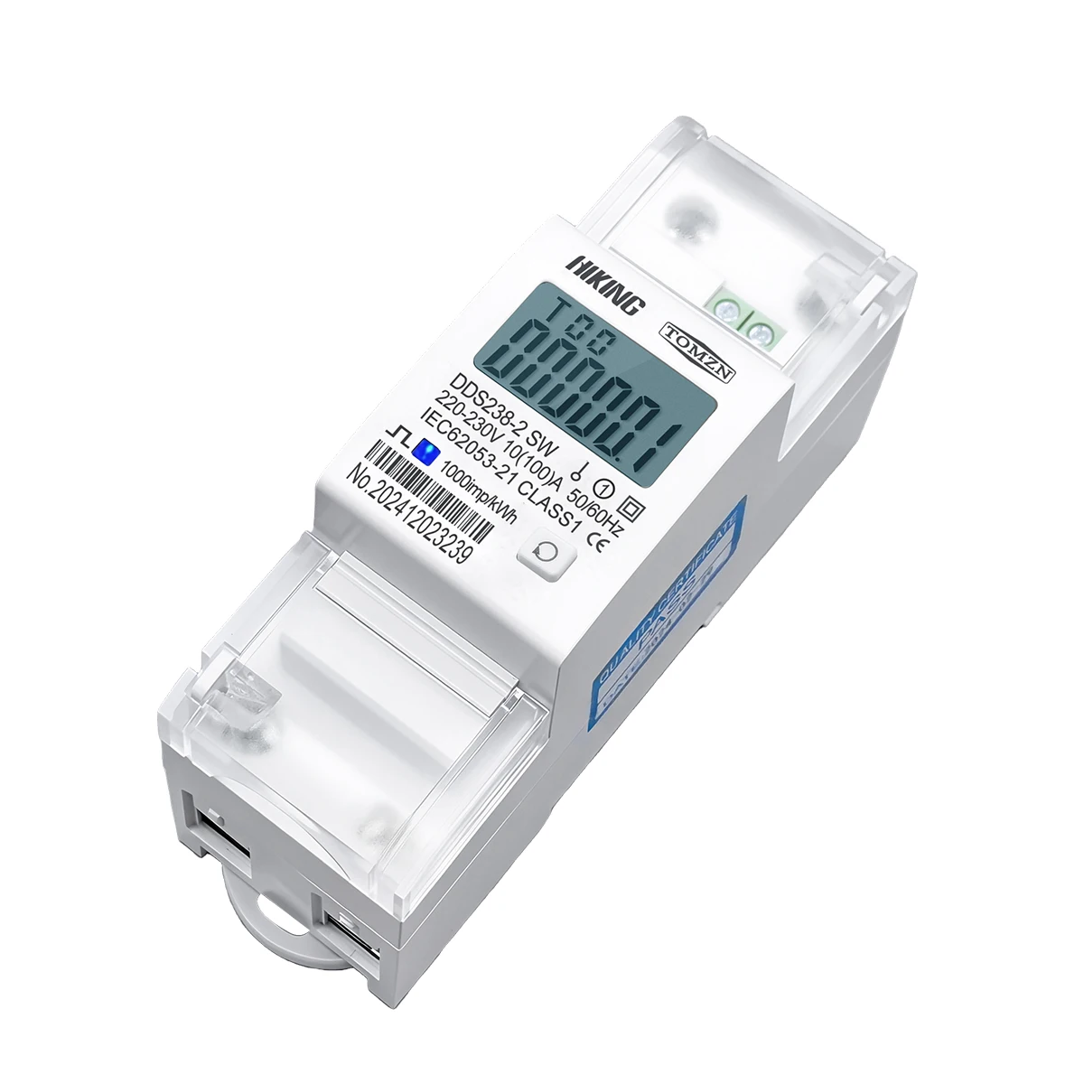 TOMZN 65A 100A 230V 50Hz 60Hz Voltage Current Positive Reverse Active Reactive Power Single Phase kWh Watt Hour Energy Meter