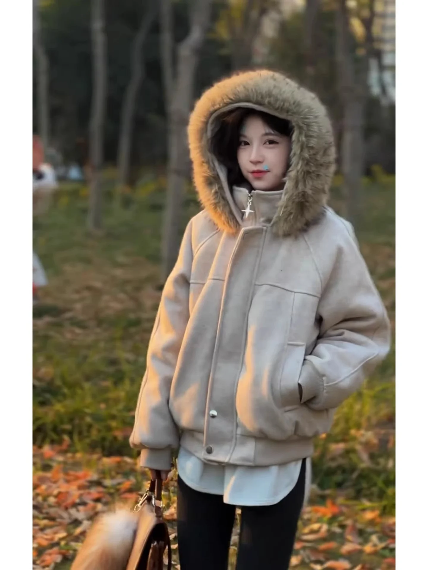 

Утепленное шерстяное пальто с большим меховым воротником для мужчин и женщин, теплая хлопковая куртка, зимняя верхняя одежда, дизайн Mountain Eagle