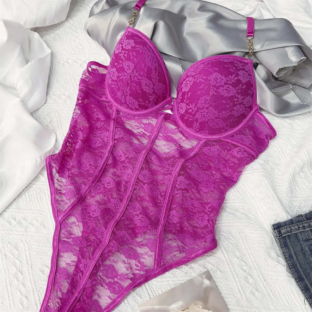 

Sexy lace one-piece garments sling underwear on the support of the steel ring bra body shaping ultra-thin breathable lingerie