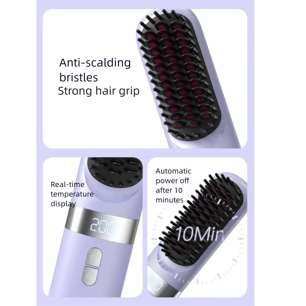 

Беспроводной выпрямитель для волос с зарядкой через USB, профессиональная электрическая расческа с защитой от ожогов, быстрый нагрев, выпрямляющая щетка для путешествий