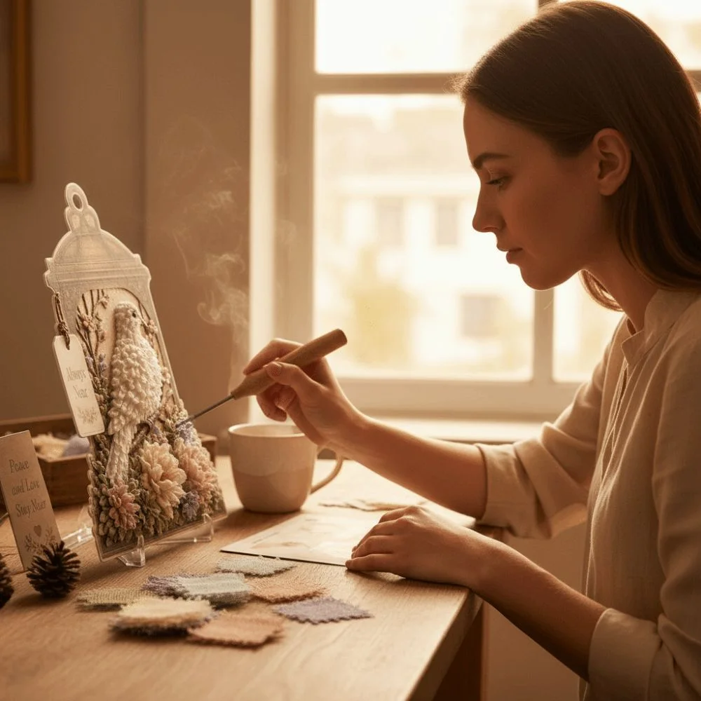 Nicht nähen, Stoff-Poke-Art, dicke Platte, einfaches Zubereiten, Nadel-Bastelset, vorgefertigter Poke-Stift, 3D-Strukturplatte, handgefertigt, ideal als Geschenk – Detail 5