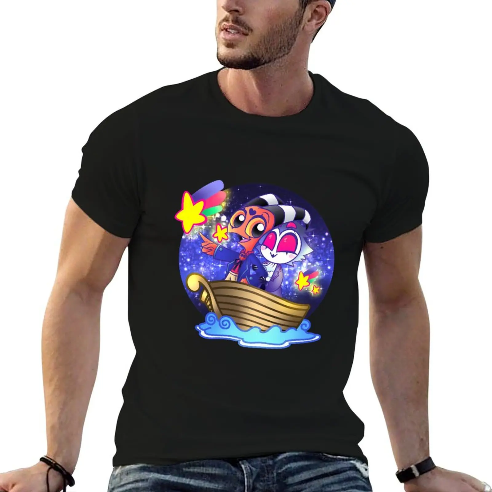 

anime man shirts Helluva & Boss Blitzo Stolas summer t chasing stars. t shirt T-Shirt man for