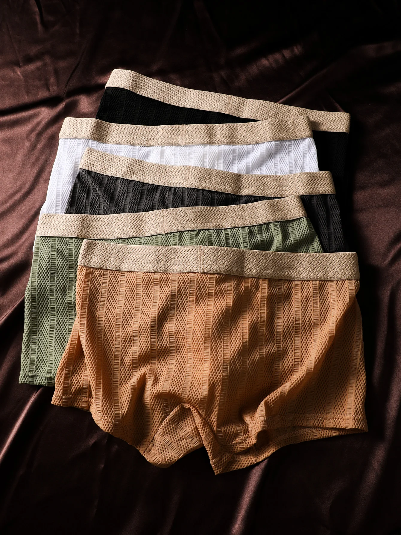 5 pcs BIWEIER stretch men's underwear, comfortable and breathable, fashionable solid-color underwear, men's sports underwear, durable multi-color underwear, suitable for home and vacation