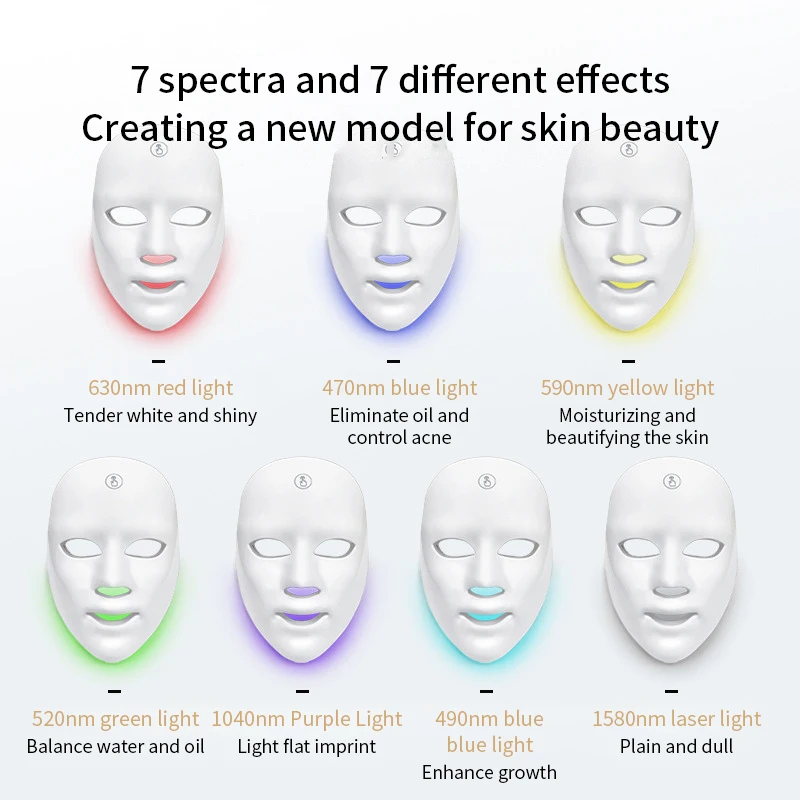 7 Color LED Facial Mask Photon Infrared Therapy Skin Rejuvenation Whitening Face Lifting Anti Acne Wrinkle Removal Beauty Device