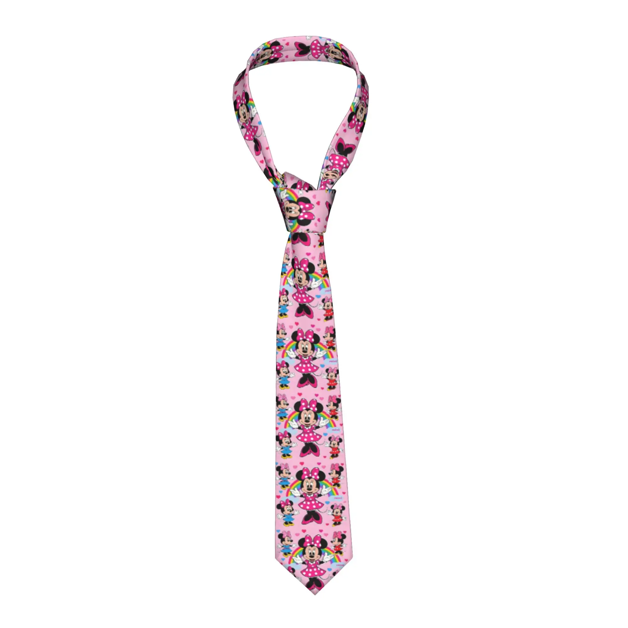 

Мужской модный галстук с индивидуальным дизайном Минни Маус, шелковый, в стиле кавайный аниме, для вечеринок