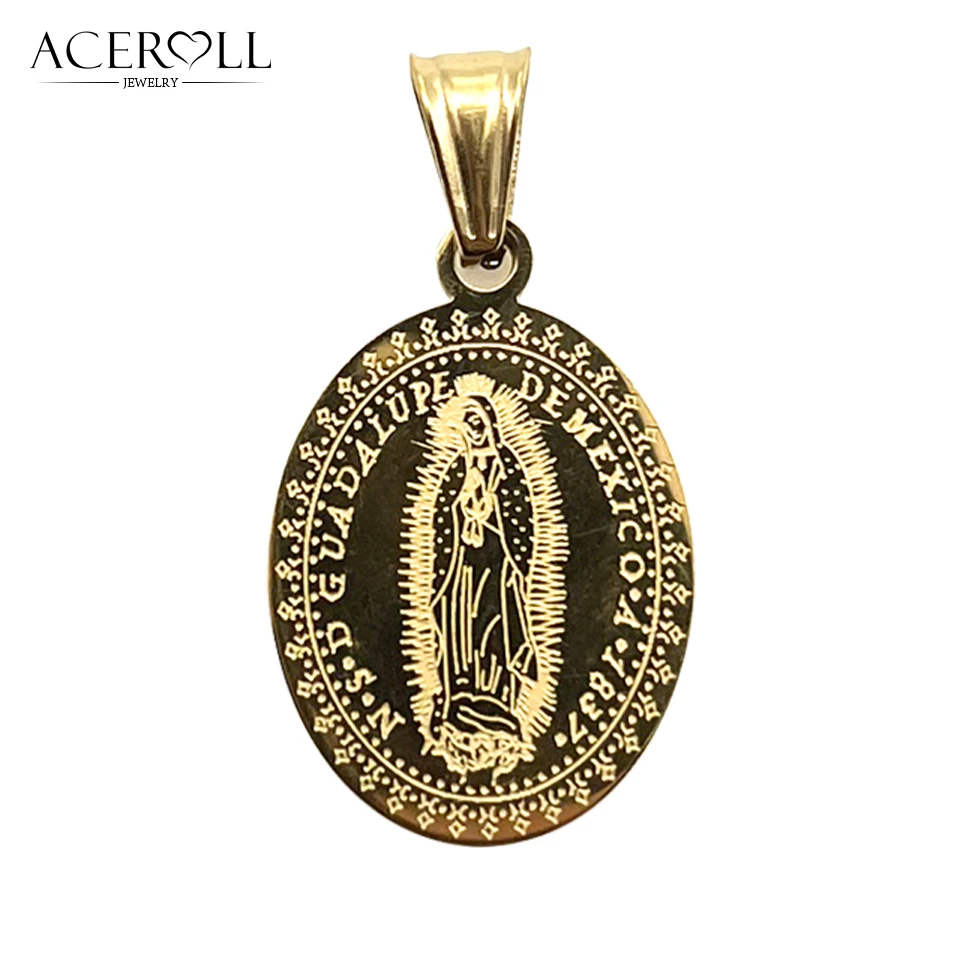 ACEROLL Stainless Steel Catholic Pendant of Our Lady of Guadalupe Medal, Our Lady of Guadalupe - view 4