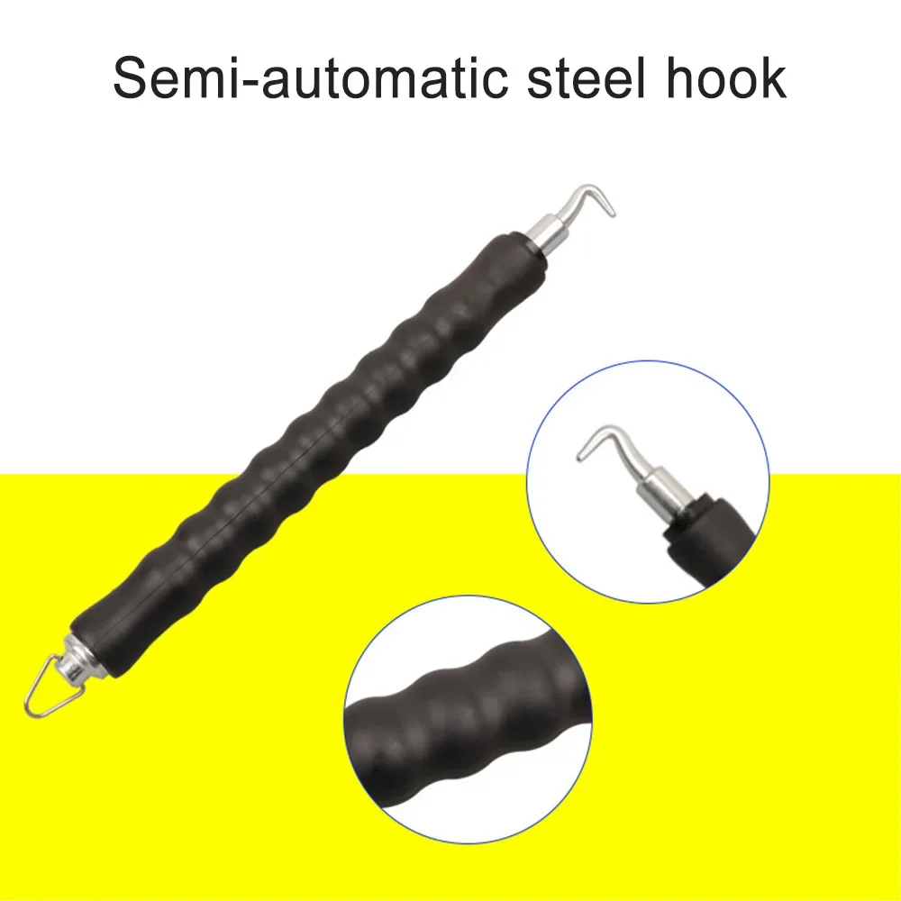 1pc Rebar Hook Wire Tie Twister Semi-automatic Telescoping Reinforcement Tying Bar NO45 Carbon Steel+Plastic Handle Winding Tool