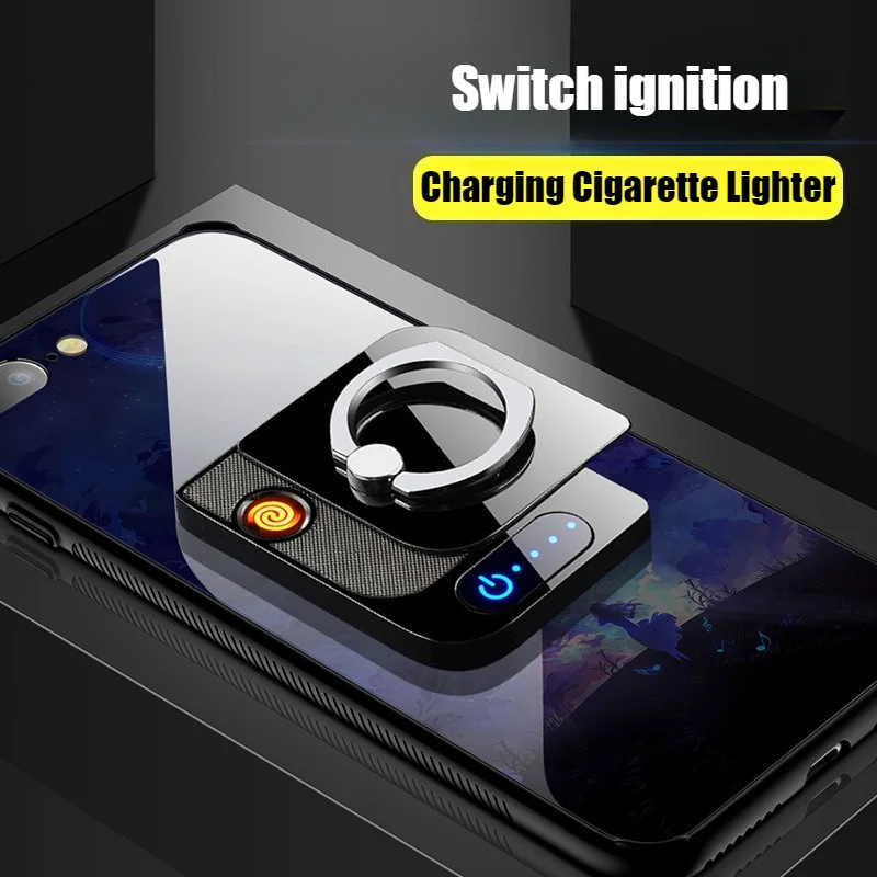 

New Smoke tools Silent ignition Mobile Phone Ring Buckle Lighter USB Charging Windproof Cigarette Lighters & Smoking Accessories