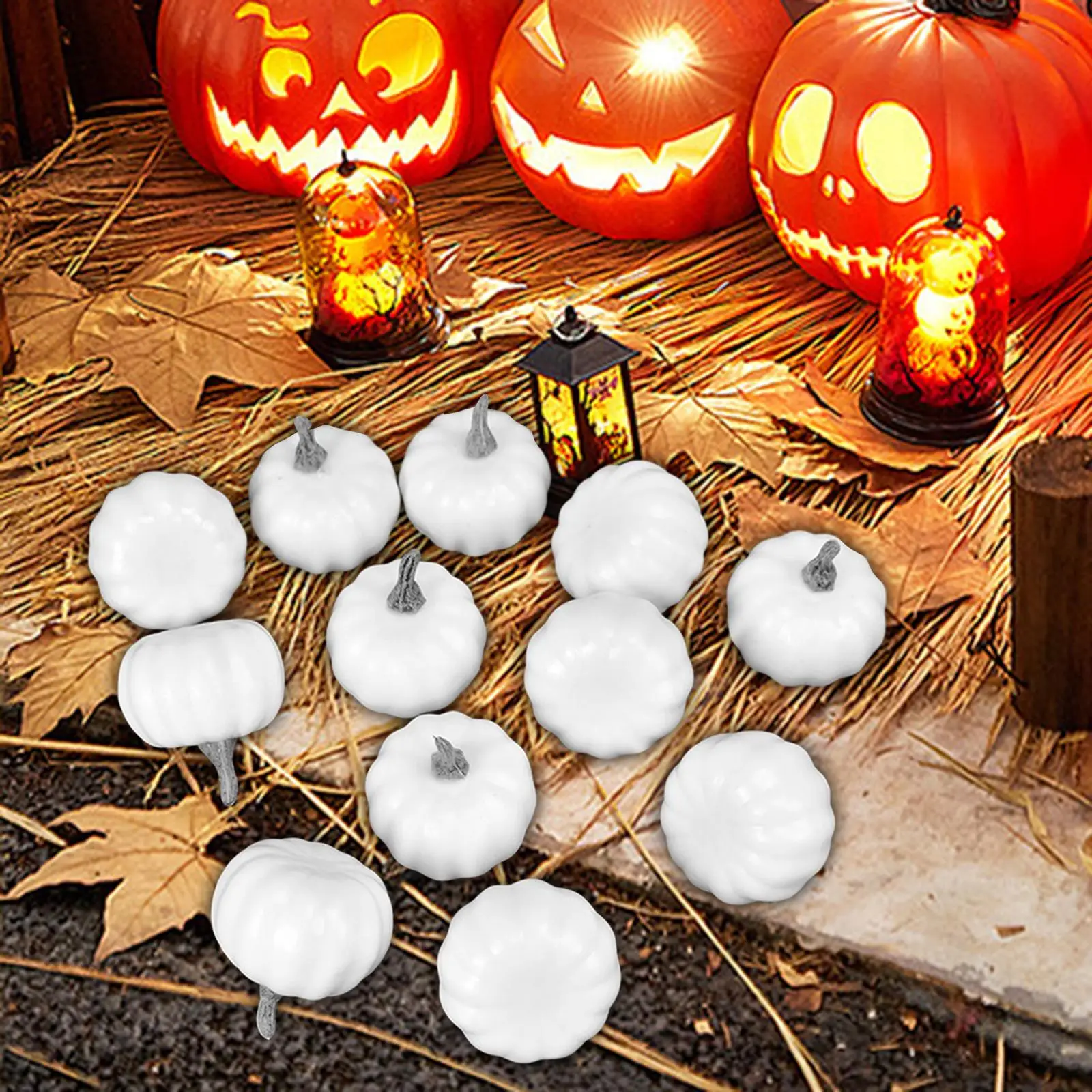 12Pcs Fake Pumpkins Model Harvest Decorative Rustic Fake Foam Pumpkins Halloween Foam Props for Halloween Table Shop Autumn - view 3