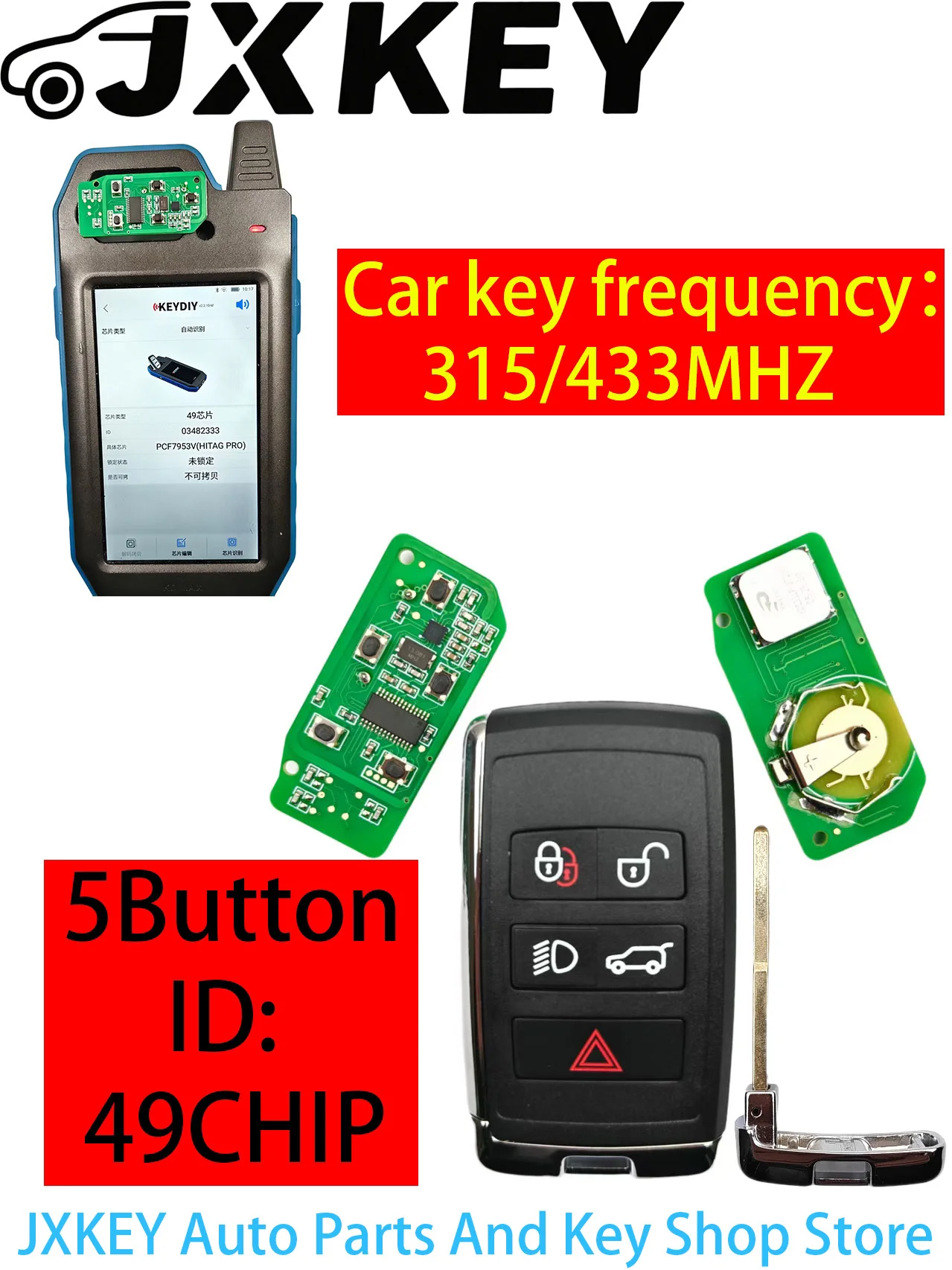 

ID49 Chip 315/433MHZ For Land Rover Discovery Freelander Range Rover Sport Evoque fit Jaguar F-Pace F-Type XE XF XJ Remote Key