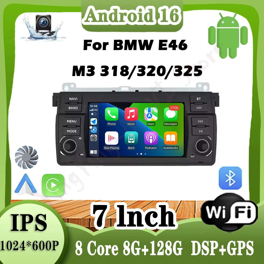 

7 "Android 16 для BMW E46 M3 318/320/325 Радио GPS-навигатор Плеер BT Мультимедийный плеер Беспроводной Carplay Screem WlFl Головное устройство