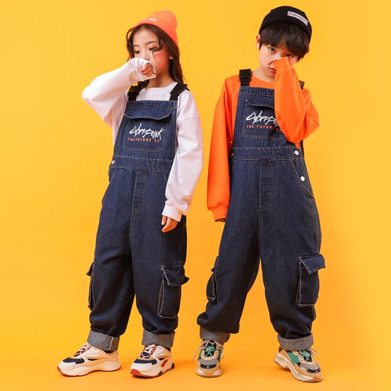 Hip Hop Costumes for Kids Jazz Ballroom Dance Clothes Girls Boys Hiphop Performance Outfit Costumes Dancewear T Shirt Overall