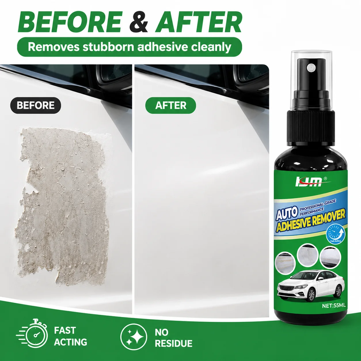 Auto Adhesive Remover Car Decal Sticker Glue Cleaner For Windshield Door Handle Dashboard Tape Residue No Residue Spray 55ml
