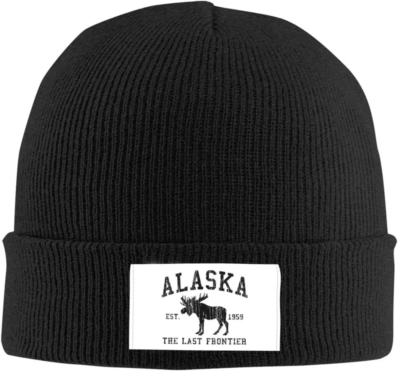 Alaska The Last Frontier Black Beanie Hat for Men Women Winter Warm Hats Knit Slouchy Stocking Hats Skull Cap