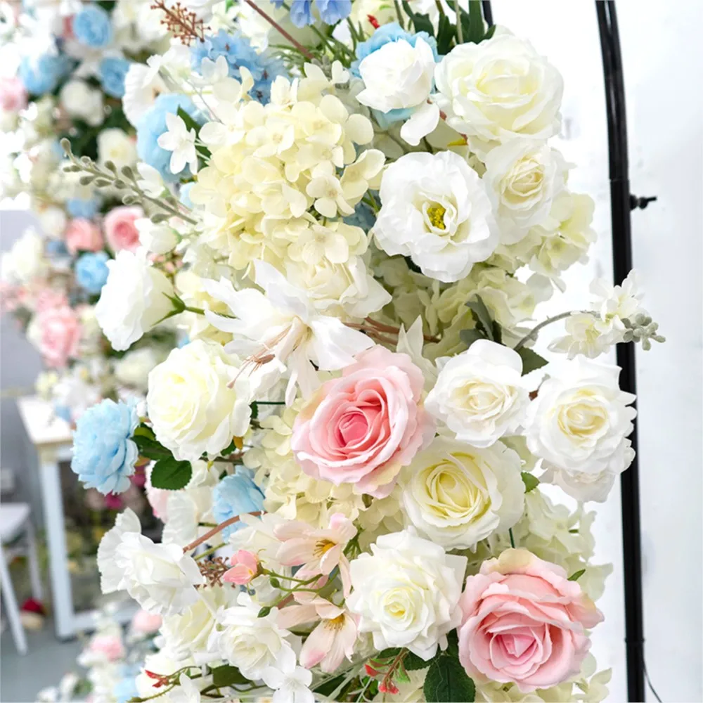Uflower White Pink Blue Rose Floral Arrangement Wedding Window Backdrop Decor Stage Arch Decor Hanging Flower Home Party Prop - view 4