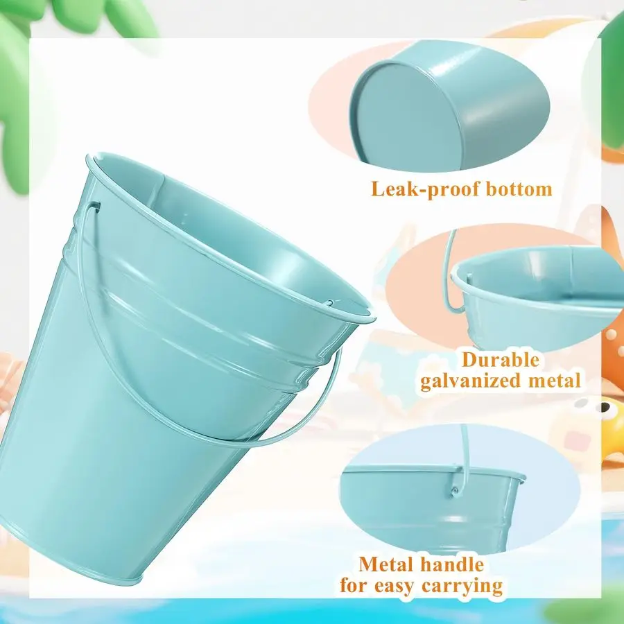 24 عبوة من الدلاء المعدنية الصغيرة الملونة بمقبض، دلو صغير مجلفن مقاس 4.5 × 5.1 بوصة لحرف العودة إلى الفصول الدراسية المدرسية