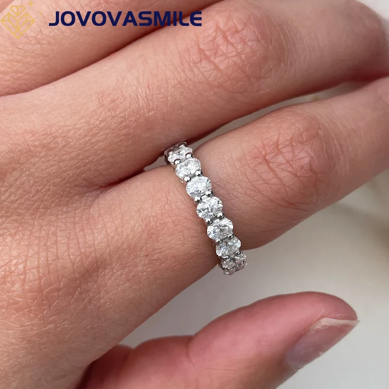 

JOVOVASMILE Moissanite Half Eternity Wedding Band 2x3mm Oval Cut Original Real 18k 14k 9k Pure Gold Rings For Women Jewelry