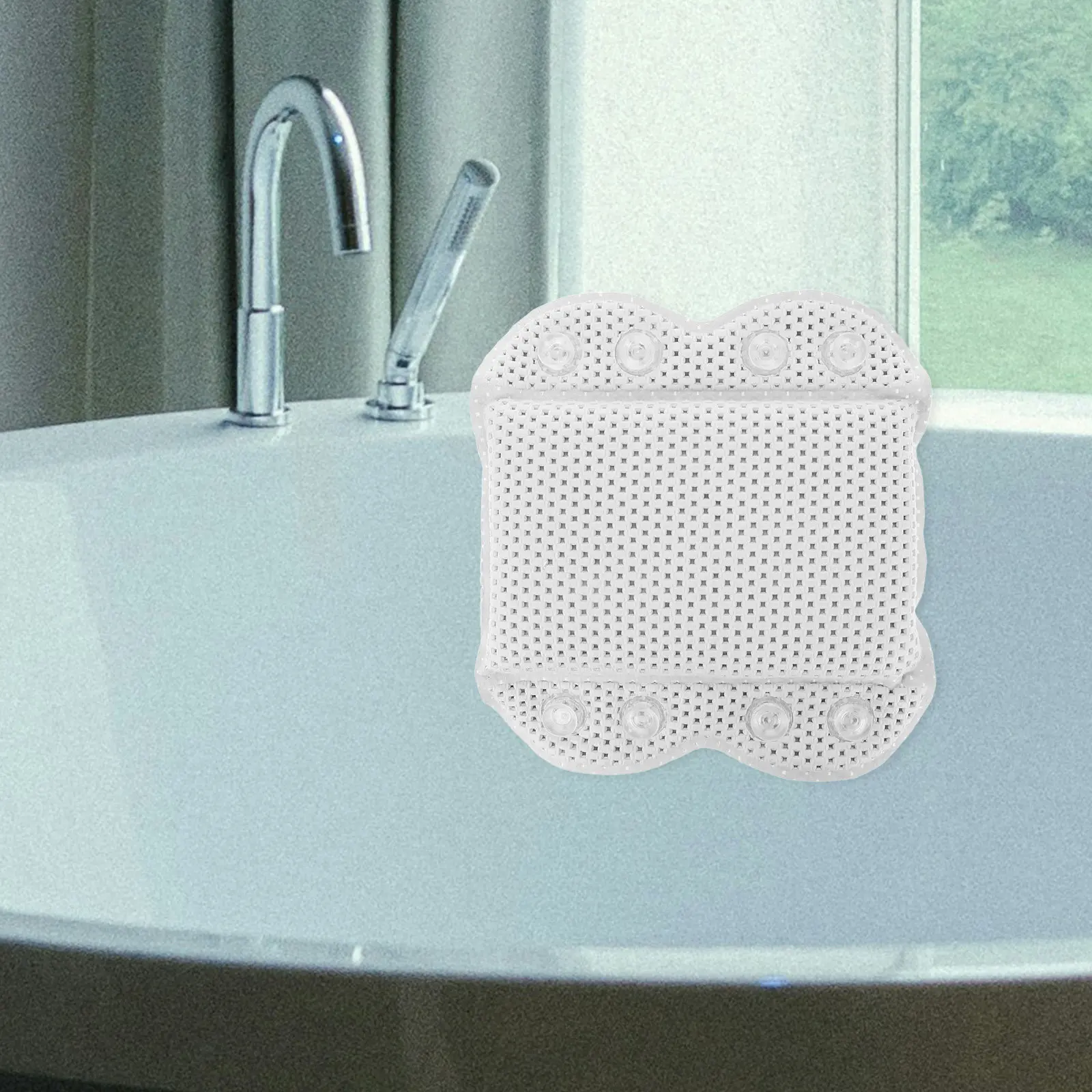 Bathtub Pillow High Density PVC Sponge Material Soft Breathable Fabric Easy to Clean Compact Storage Bath Head Rest Pad Relaxing