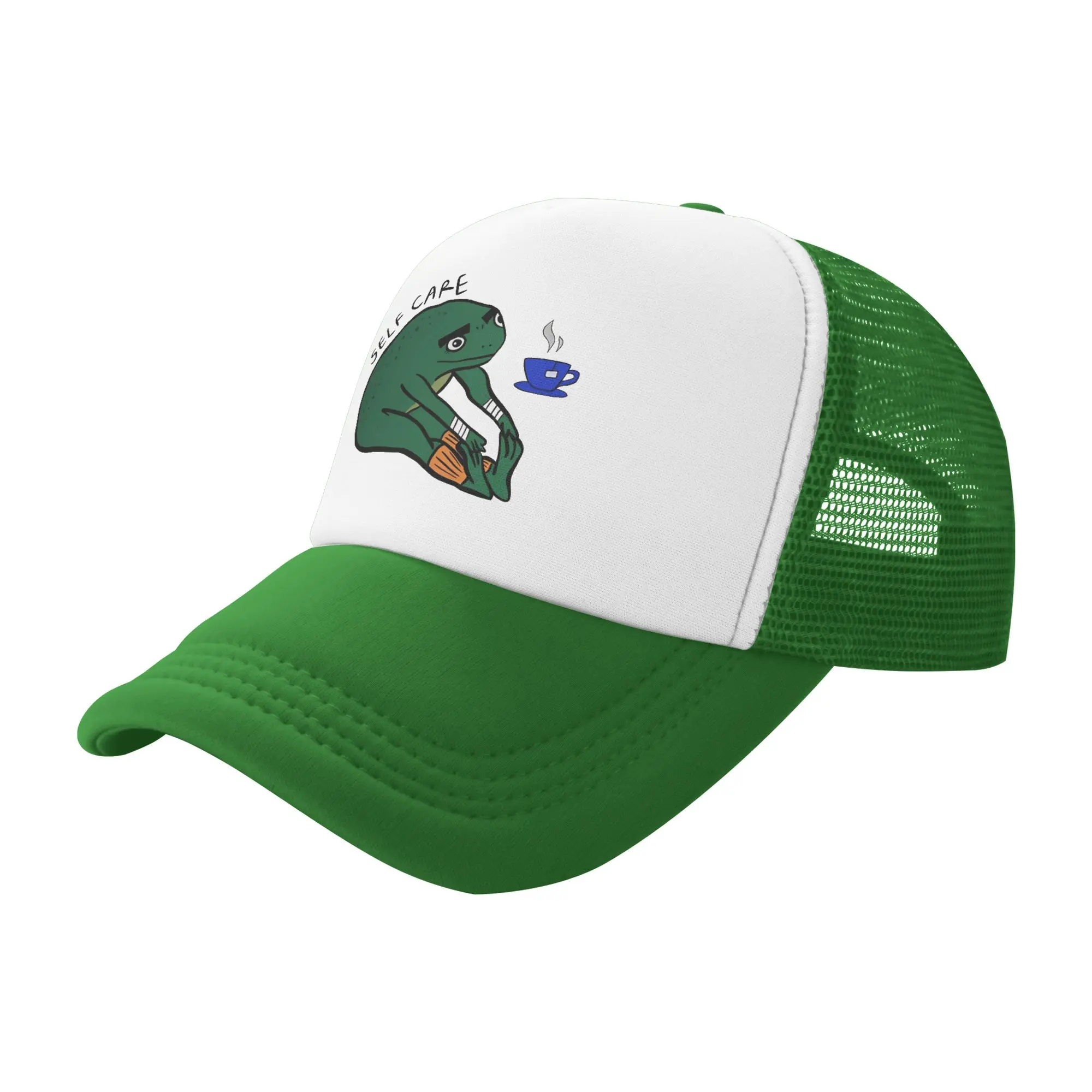 Frog Self Care  Froggo  Trucker Hats Men Women  Hats Trucker Hat Racing Cap Adjustable Polyester Mesh Baseball Caps Summer