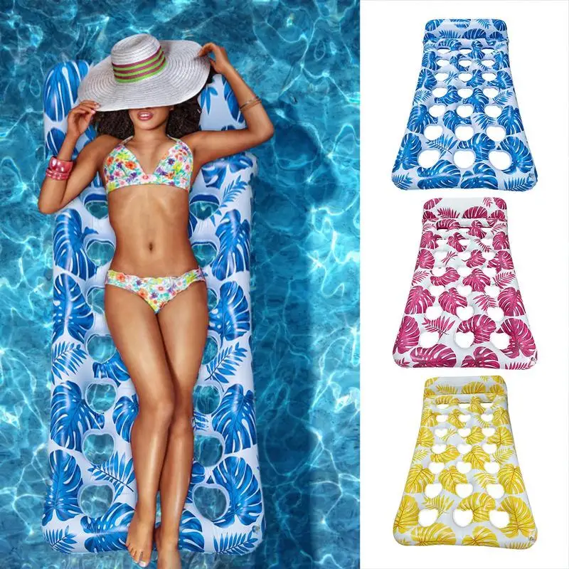 

Inflatable Pool Float Pool Floaties Raft Floating Pool Lounger Lounge Water Float With Headrest Sun Tanning Float Water Floaty