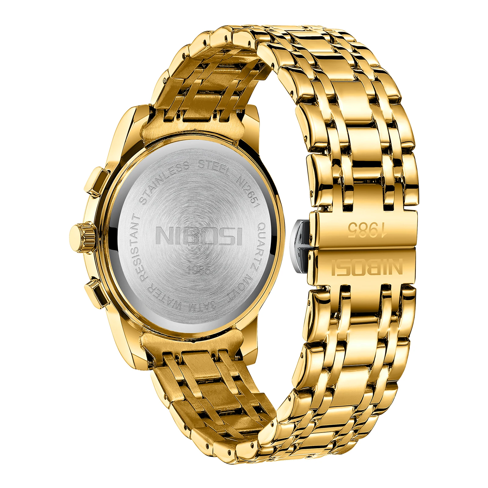 NIBOSI Gold Men Watches Top Brand Luxury Quartz Watch Men Chronograph Waterproof Luminous Gold Watches For Men Relogio Masculino