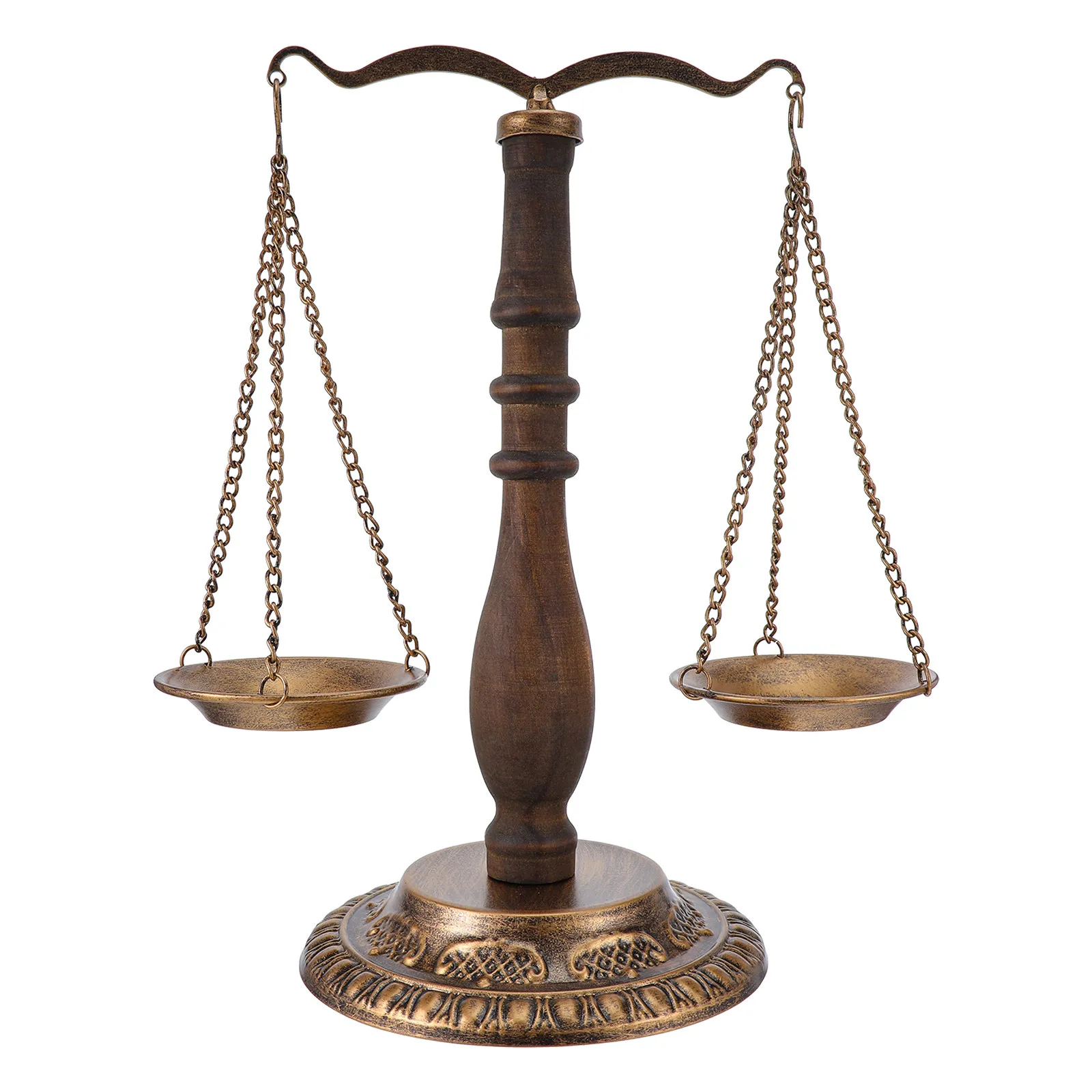Retro Wrought Iron Balance Scale Statue Libra Jewelry Display Tray Vintage Legal Decor Metal Desktop Ornament for Lawyer Student
