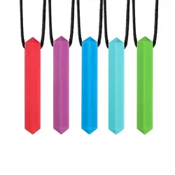 Q0KB Colorful Diamond Pendant Jewelry for Kids Children Toddlers with Teething Cool Sensory Chew Sensory Textures