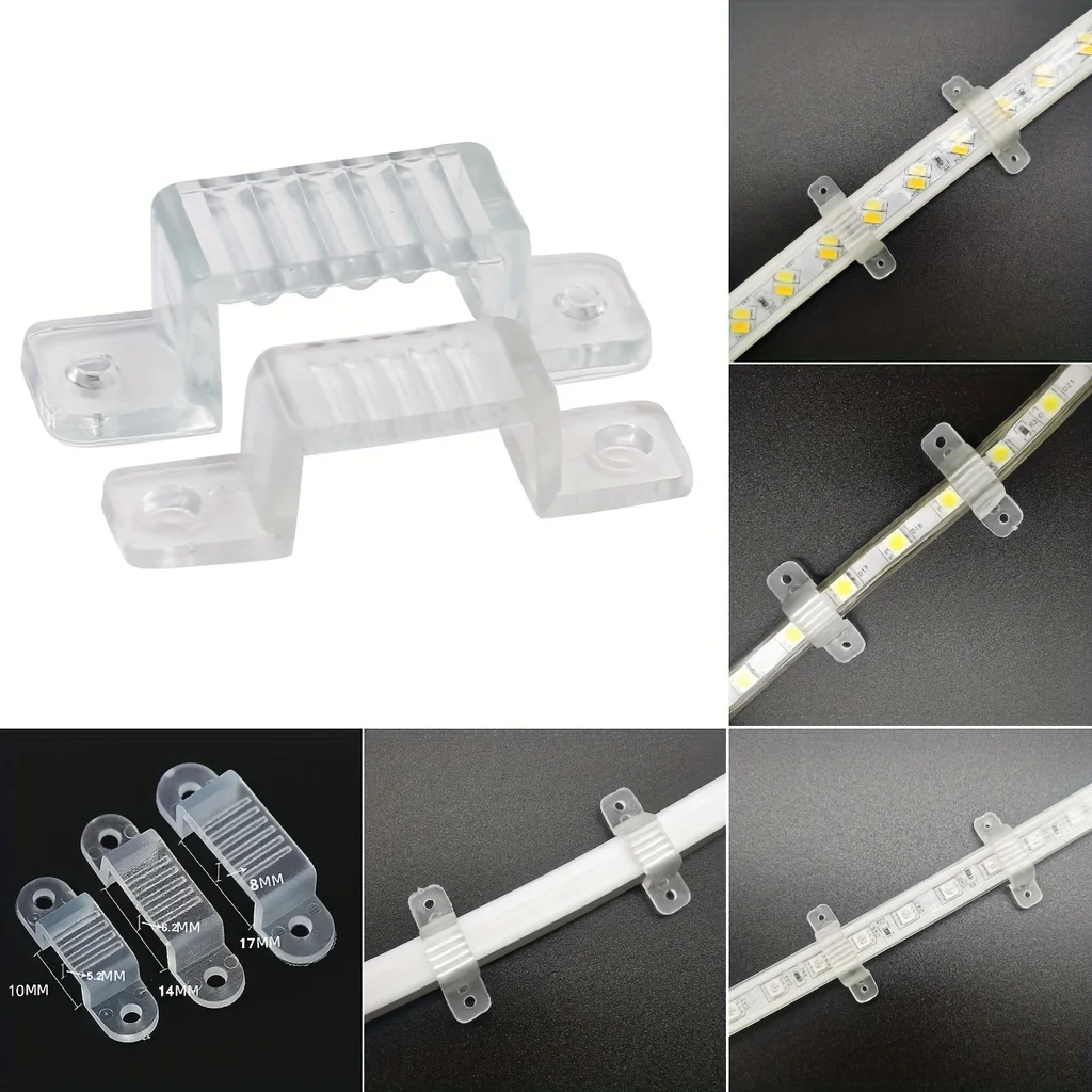 50pcs Plastic Fixing Clip (no screws) 10mm 14mm 17mm LED Strip Holders For 5050 3014 5730 2835