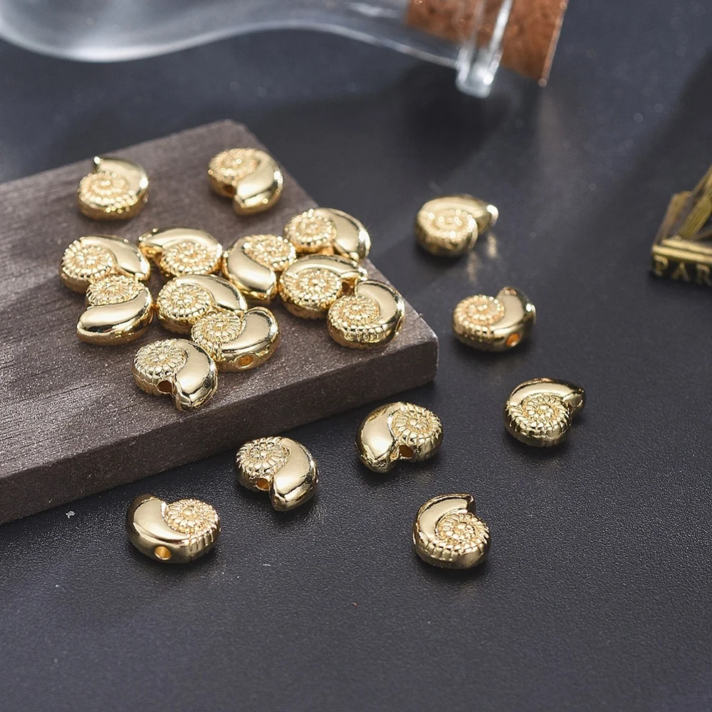 50pcs Alloy Conch Sea Snail Beads Ocean Theme for Women DIY Jewelry Making Necklace Bracelet Jewelry Findings Decor 8x11x4.5mm