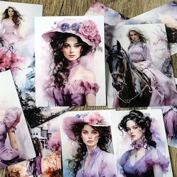 Stickers Watercolor Retro Purple Victoria Garden Girl Stickers DIY Scrapbook Diary Project Decoration Vintage Scrapbooking
