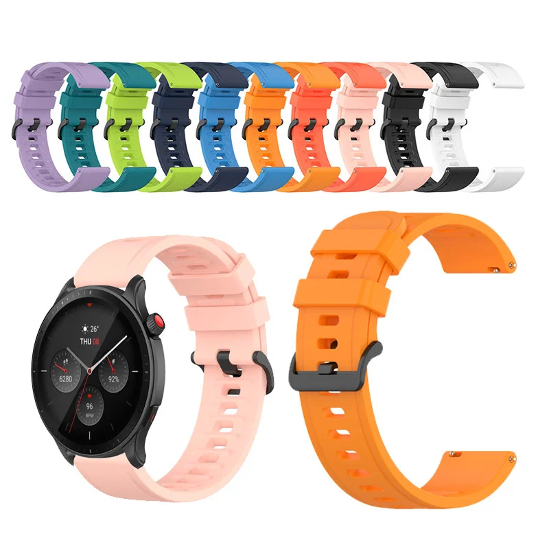 Для Huami Amazfit GTR 2 2e 3 4 Pro GTR 42 47 мм PACE Stratos 2 2S 3 20 мм 22 мм силиконовый ремешок спортивный браслет