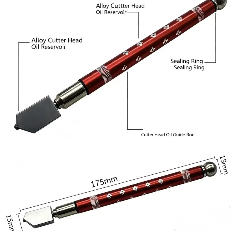1PC Professional Diamond Glass Cutter Non Slip Metal Handle Portable Hand Tool For Glass Mirror Tile Ceramic DIY Home Resizing