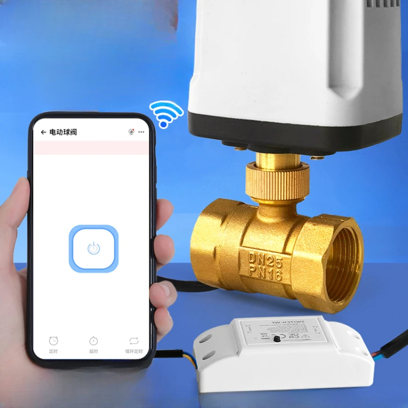 Wireless remote control waterproof electric two-way ball valve AC220V intelligent timing valve micro threaded electric valve