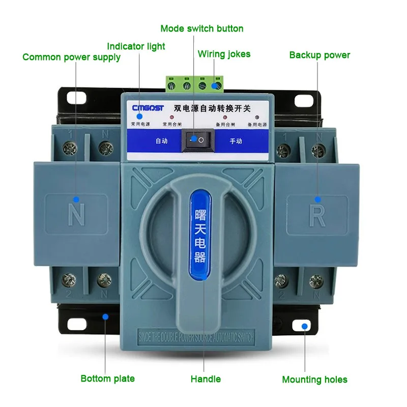 CNC YCQ3B-63 2P/4P 63A ATS Dual Power Automatic Transfer Switch AC230V/400V Electrical Selector Switches 50/60Hz