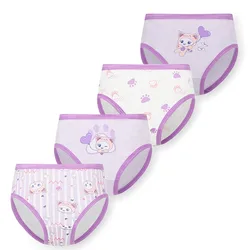 4-Piece Premium Cotton Girl Panties Double Layer Bottom Children Underwear Comfort Daily Wear Girls Briefs Cute Cartoon Patterns