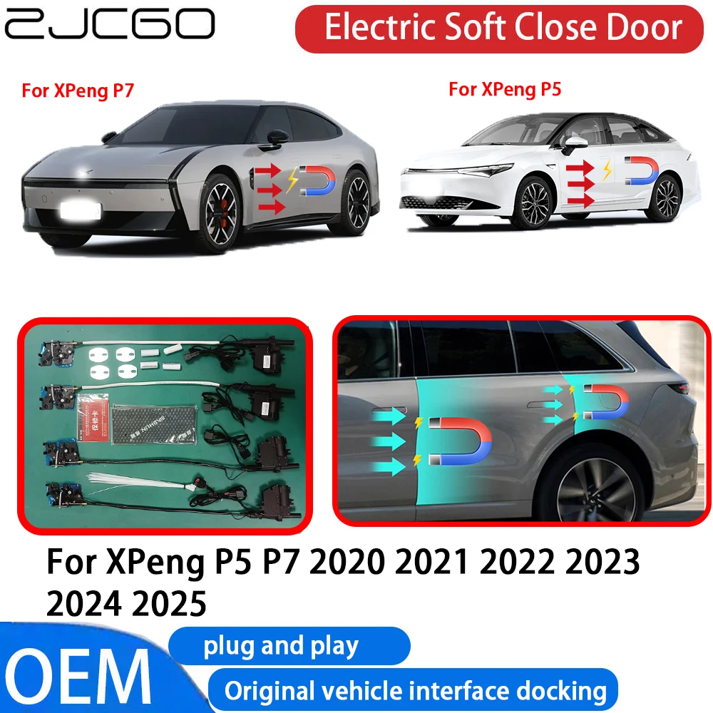 

ZJCGO for XPeng P5 P7 2020~2025 Car Automatic Electric Soft Close Door Closer System OEM Plug and Play Comfort Closing