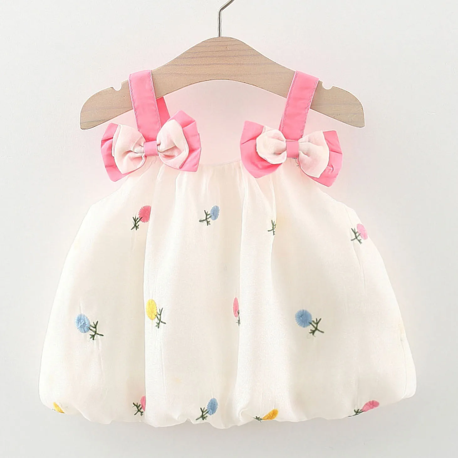 Baby Girl Dress Bow Straps Princess Dress Toddler Children Girl Clothes Sleeveless Lovely Kid Outfit Birthday Costume Girl A1066