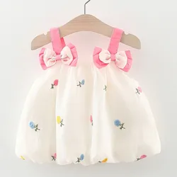 Baby Girl Dress Bow Straps Princess Dress Toddler Children Girl Clothes Sleeveless Lovely Kid Outfit Birthday Costume Girl A1066