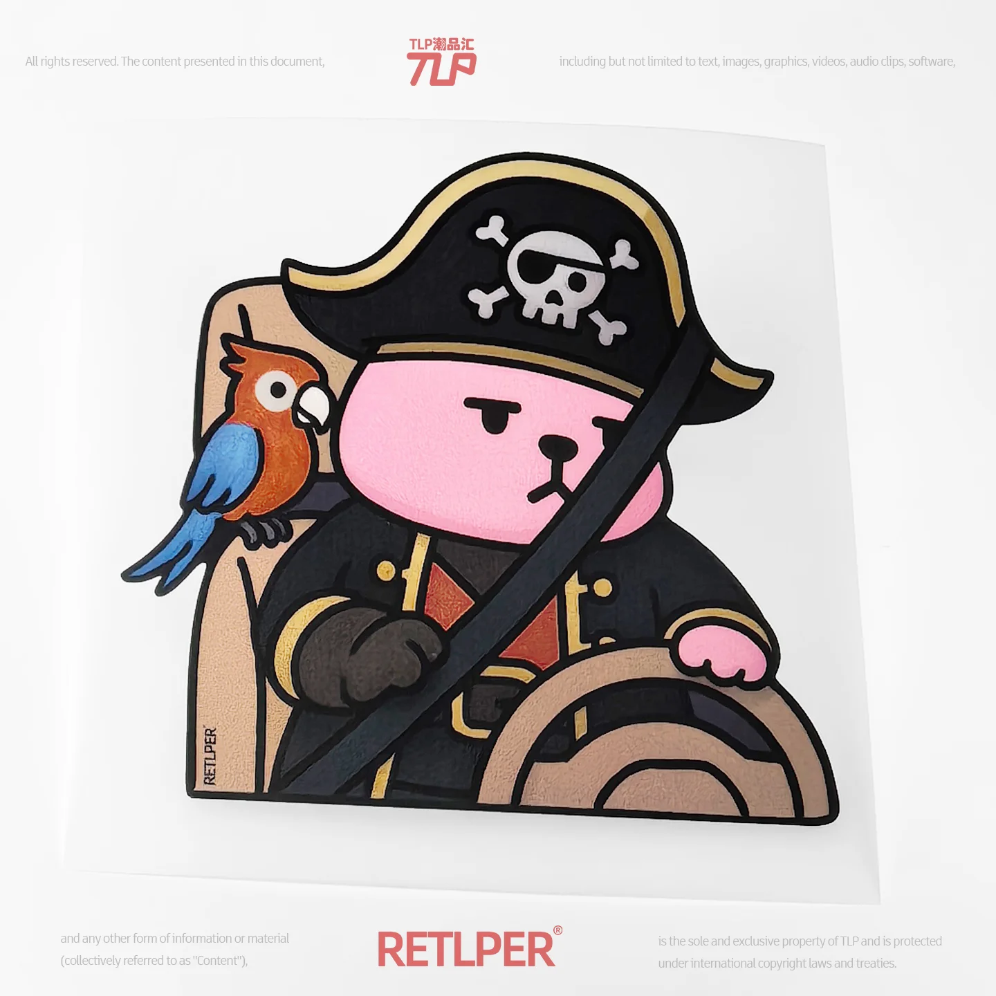 Retlper Reflective Car Sticker Original Rabbit Lippo Self-Proclaimed Pirate Captain Waterproof for Car/Moto