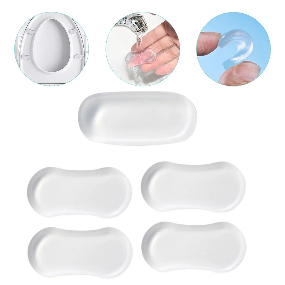 

5pcs Toilet Seat Bumpers Clear Silicone Cabinet Door Furniture Transparent Anti Vibration Pads Silent Gel Bumper Pad