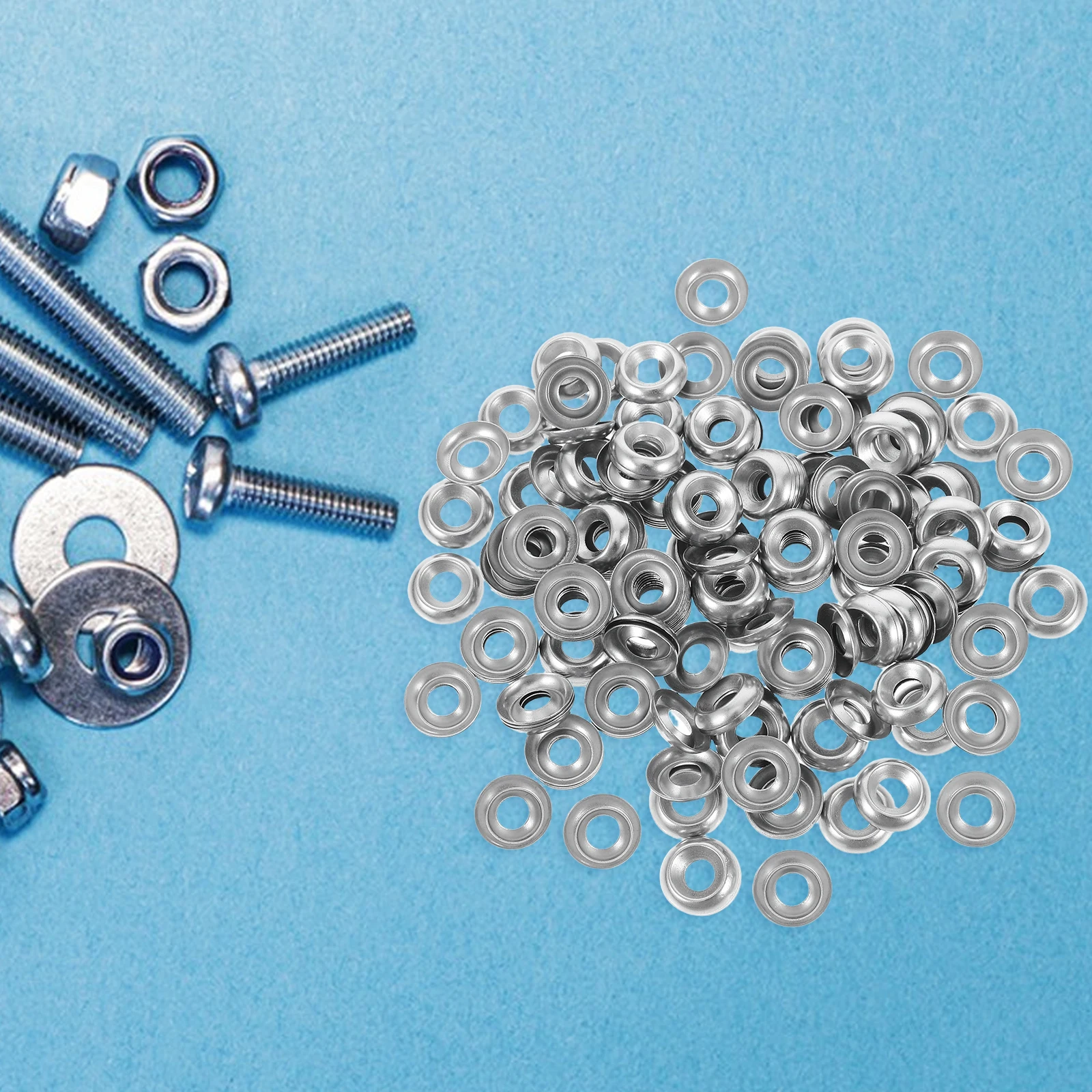 

200Pcs Concave Convex Stainless Steel Washers Durable Secure Fit Wood Construction Automotive Marine Hardware Washer Kit