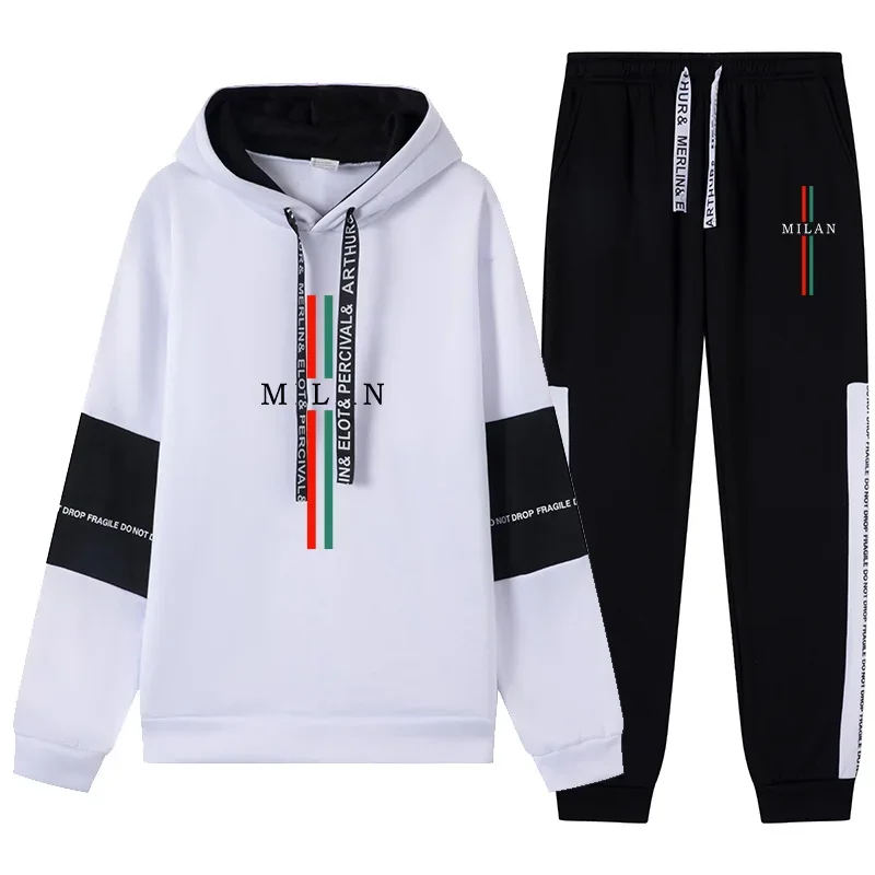 

Модный мужской спортивный костюм с принтом, повседневные толстовки, спортивная одежда на открытом воздухе, спортивная мужская одежда для бега, цельные брюки с капюшоном, 2025 г.