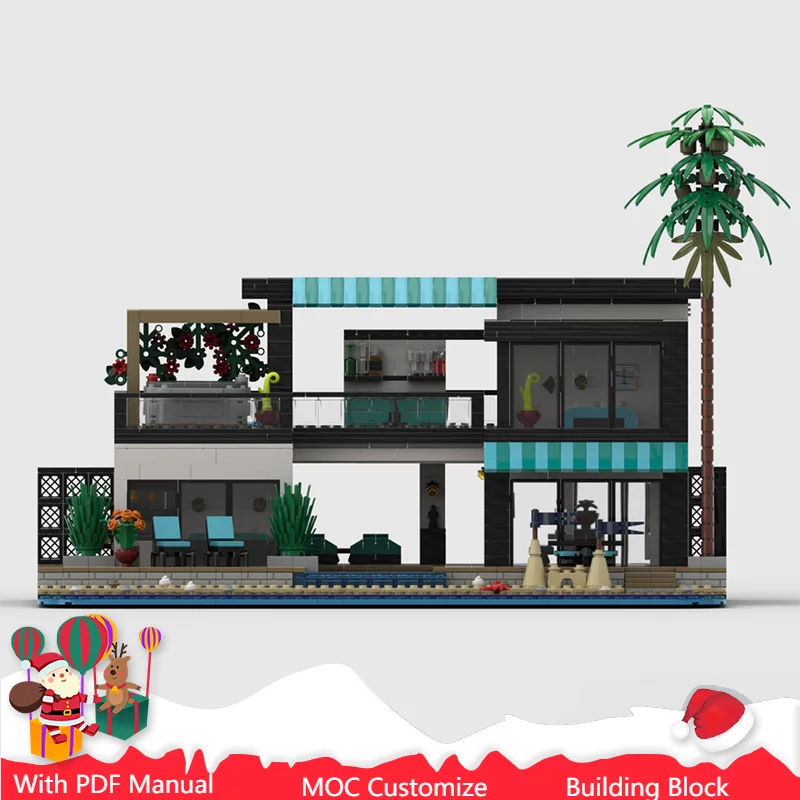

Custom 2674 PCS MOC Creative Building Series Building Block Beach Villa Model Brick Kid Education DIY Assembly Set Birthday Gift