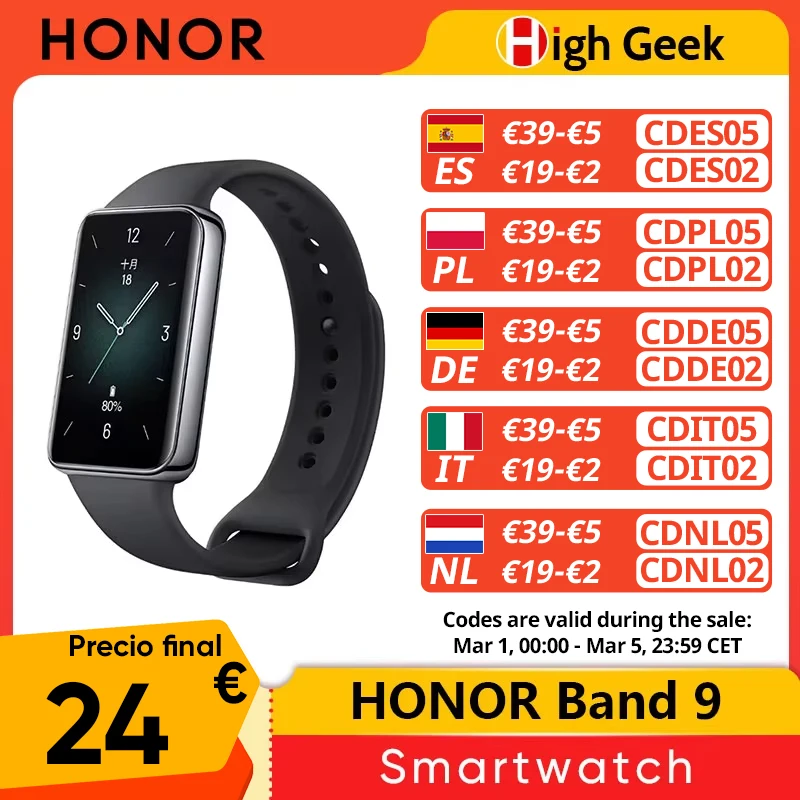 Global Version HONOR Band 9 Smart Band 1.57inches Large  Screen Curved Edge Design Fitness Age Up to 14 Days Battery Life