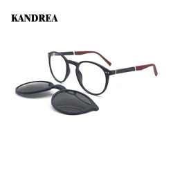 KANDREA 2 In 1 Polarized Magnet Sunglasses Women Cat Eye Fashion Vintage Glasses Frame Brand Designer Magnetic Eyewear C8014