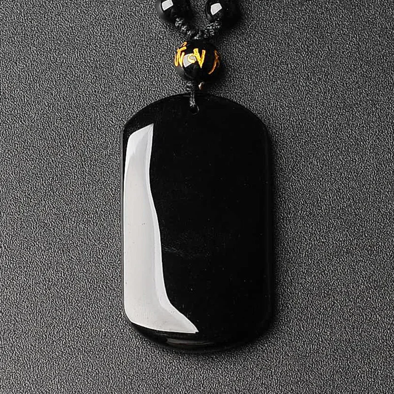 Natuurlijke Zwarte Obsidiaan Kralen Ketting Hand Slijpen Veiligheid Jade Hanger Mode-sieraden Voor Man Vrouwen Gunstige Amulet Geschenken