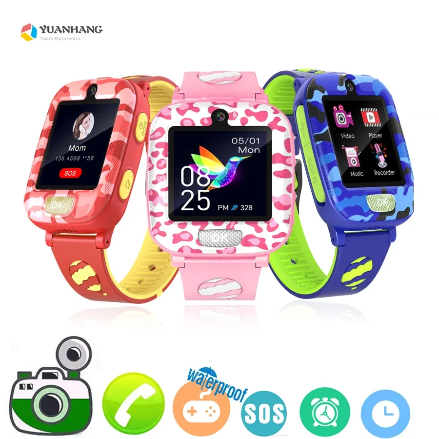 Reloj inteligente de camuflaje para niños y niñas, dispositivo con cámara de música, grabadora de vídeo y voz, juego de rompecabezas, llamada SOS