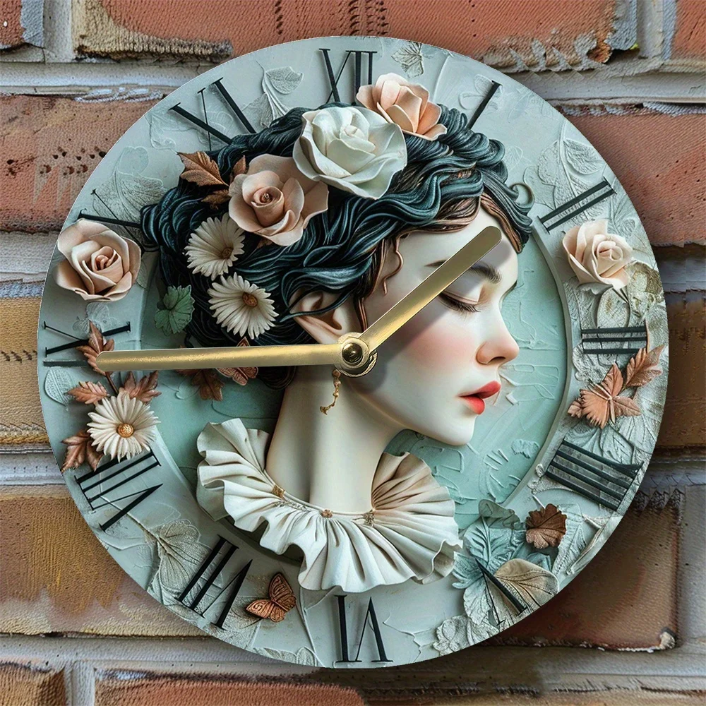 

DIY Wall Clock Kit with Floral Design - High-Definition 2D Print Decorative Clock - Includes Three Hand Sets & Mechanism