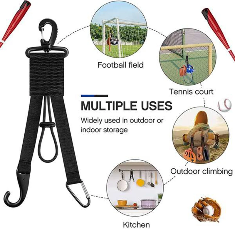 2 ชิ้นถุงมือไม้เบสบอลกระเป๋าเป้สะพายหลังหัวเข็มขัดหมวกกันน็อคตะขอริบบิ้นสายรัดหัวเข็มขัดถุงมือเบสบอลคลิปซอฟท์บอลแบบพกพาเชือกหัวเข็มขัด