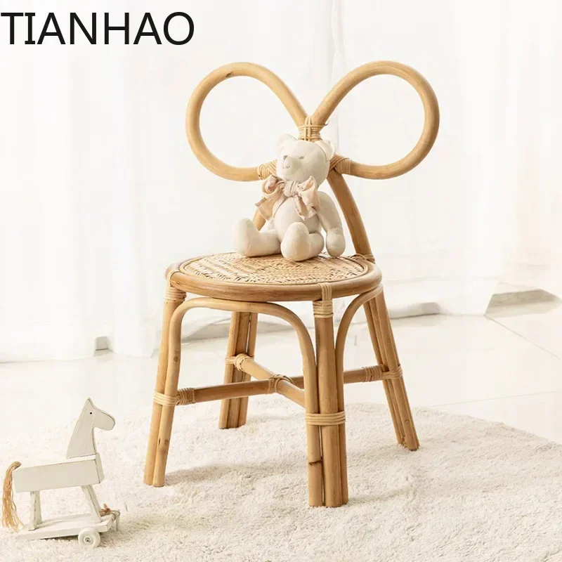 Chaise en rotin naturel pour enfants, chaise en rotin pour la photographie